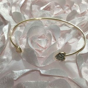 Sweet Gold Tone & Clear Crystals Heart Bracelet!